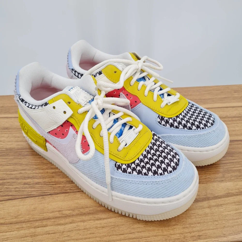 Nike Women's Multicolor Low-Top Sneakers - Light Blue, Pink, Yellow, White